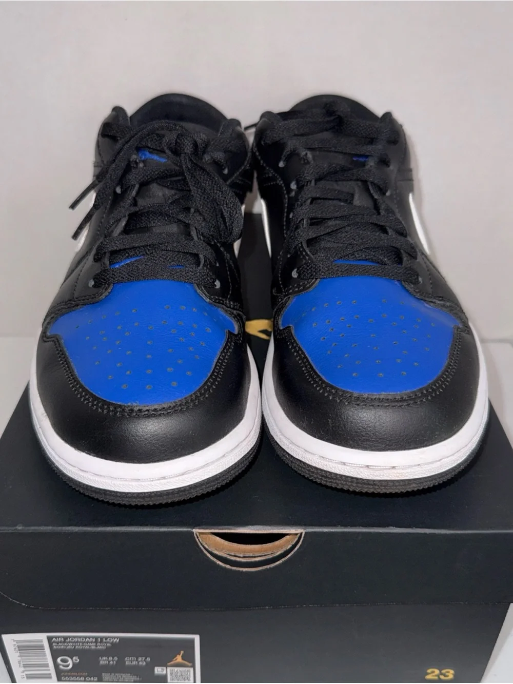 Jordan Men’s Low-Top Sneakers - Black / Blue / White 9.5